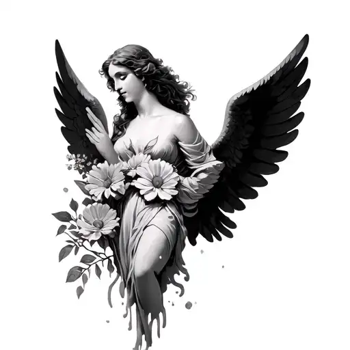 Angel Wit Flowers And One