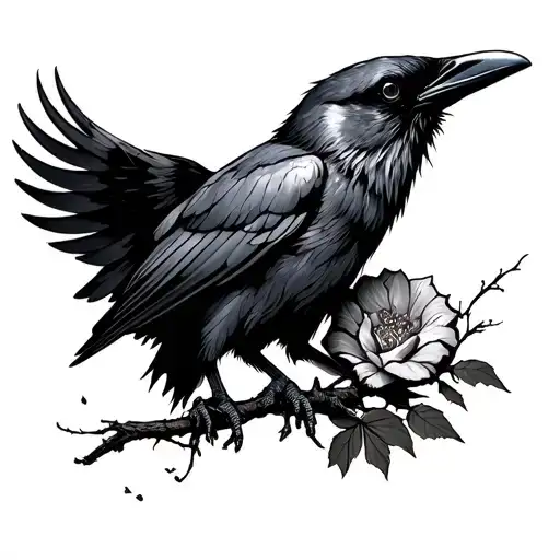 Half Sleve Tattoo On My Leg With Crow