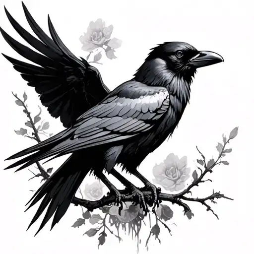 Half Sleve Tattoo On My Leg With Crow