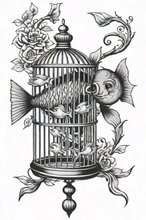 One Fish In Bird Cage