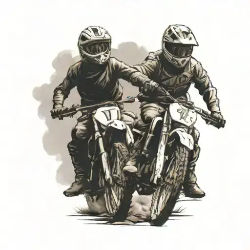 Dad And Son On Dirt Bikes