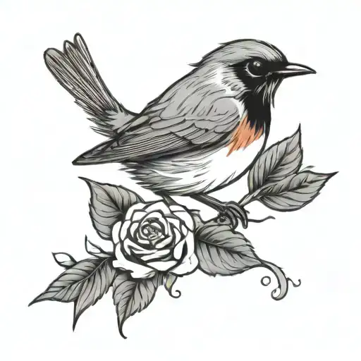 Robin Bird With A Rose