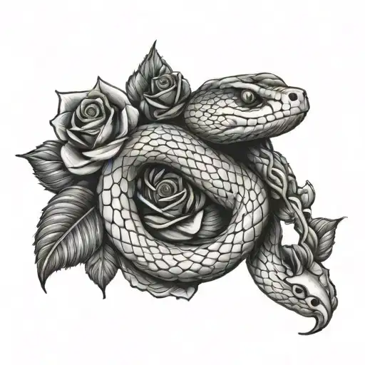 Snake With Roses Wrapped
