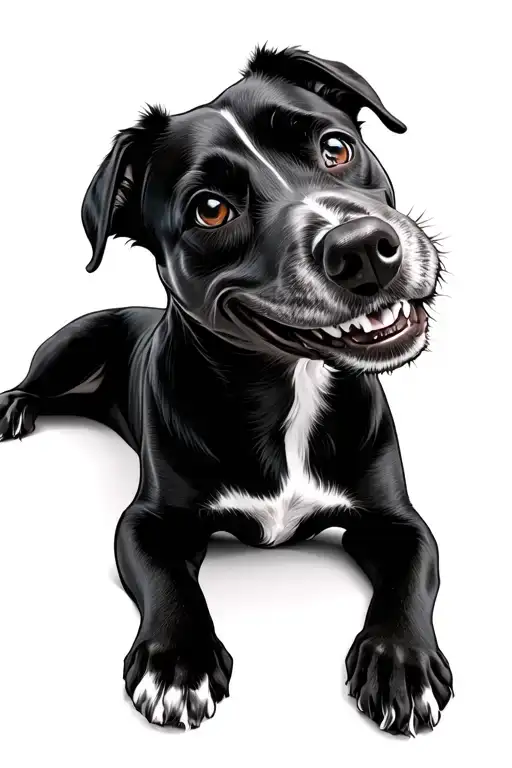 My Dog Laying Down Looking At Me Lovingly Smiling