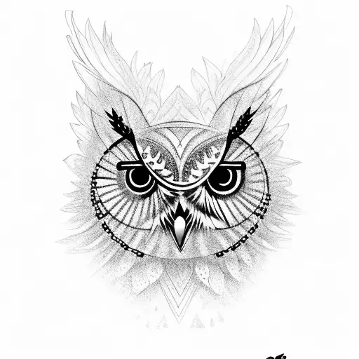 A Wise Owl Perched On A Tree Branch With Intricate Indigenous Patterns