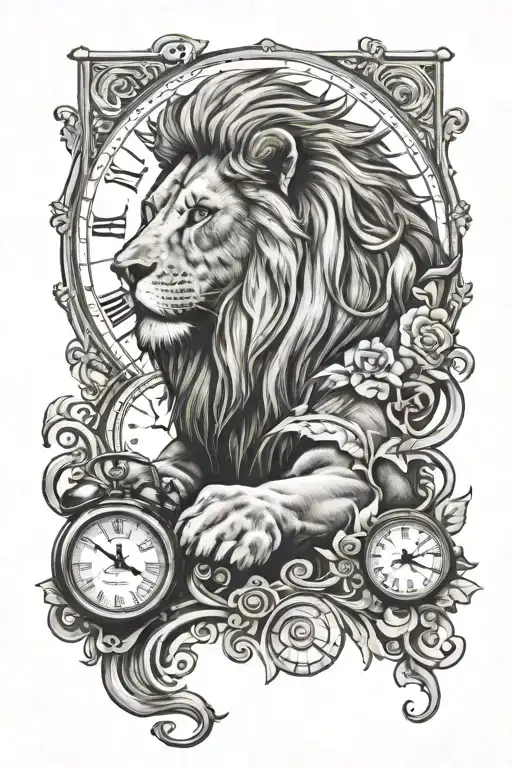 Lion And Broken Clock