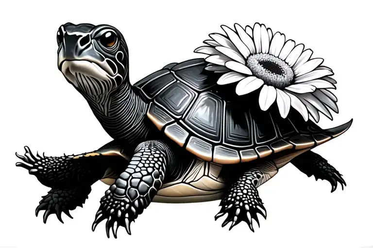Turtle And Gerber Daisy Flower