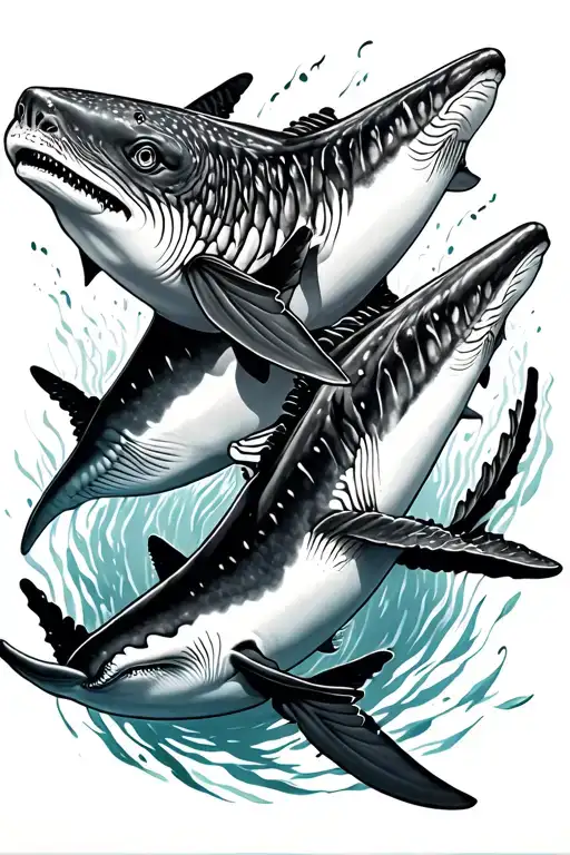 Whale Shark Swimming Together