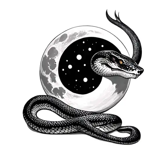 Moon Surrounded By A Snake Slithering