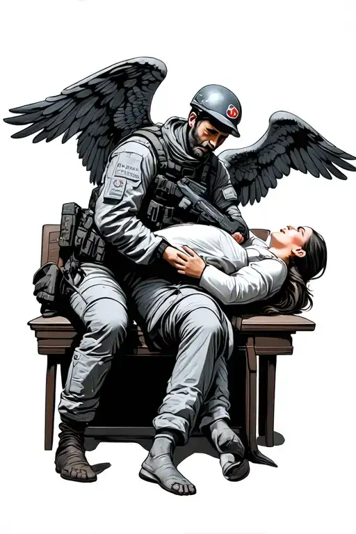 Combat Medic Saving Patient With Angel Guarding Them