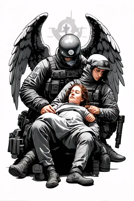 Combat Medic Saving Patient With Angel Guarding Them