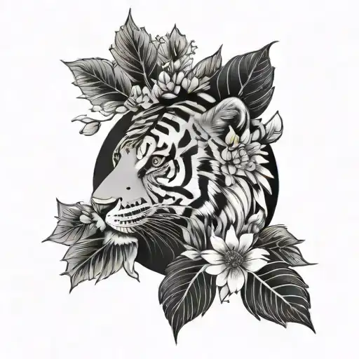 Intertwine Oak Leaf Dandelion Crescent Moon Cherry Blossom Tiger Tribal