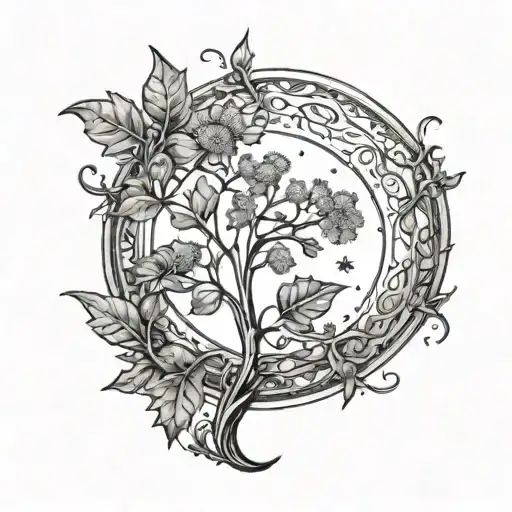 Intertwine Oak Leaf Dandelion Crescent Moon