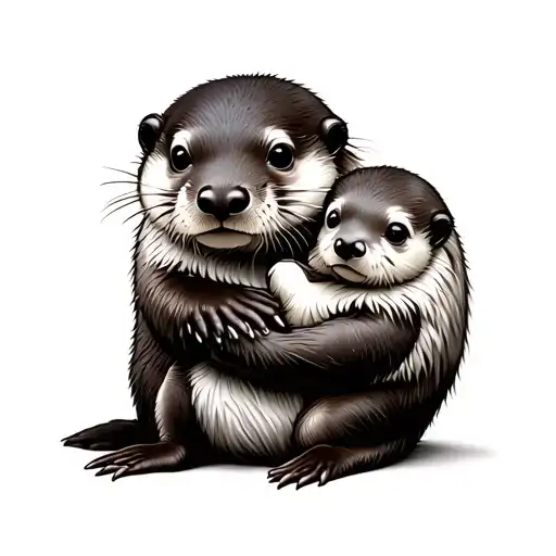 Otter Holding Baby