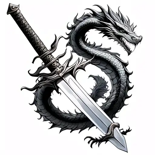 Dragon Around Katana Sword