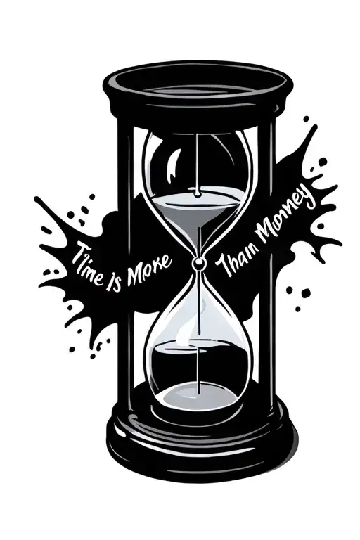 Realistic Hour Glass With Time Is More Valuable Than Money Wrote Underneath
