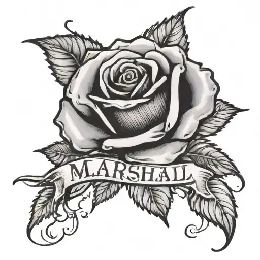Rifle Bullet Engraved With The Name Marshall With A Rose Intertwined Growing