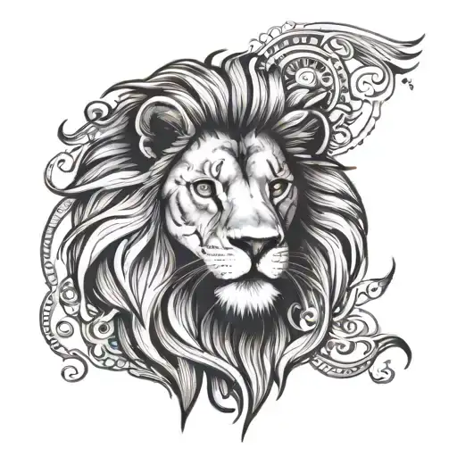 Lion With Sun Eyes Looking