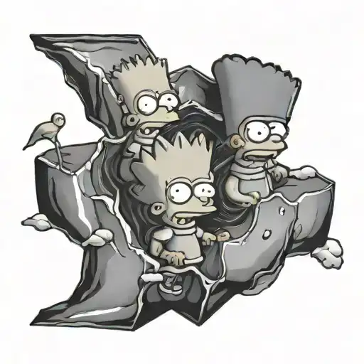 Sister And Brother Simpsons Inside A Cube Of Ice