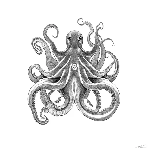 A Developer Coding With A Black And Grey Octopus As A Companion