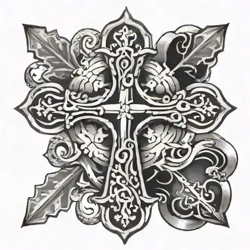 Cross Of Santiago Mixed With Serbian Symbol