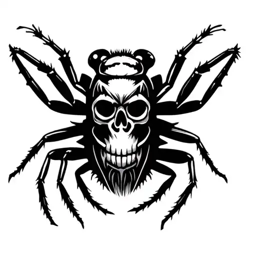 Tattoo Stencil For The Knee That Looks Like A Bug When Closed And Has A Skull When Opened