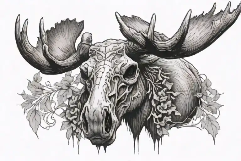 Moose Skull Face Looking Forward