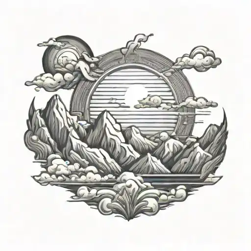 Sun Rising From Mountains With Clouds