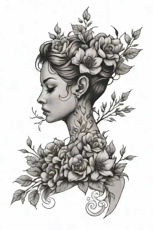 Female Unalome With Lavender Flowers Growing