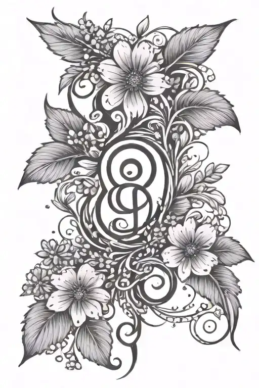 Female Unalome Symbol With Lavender Flowers Growing