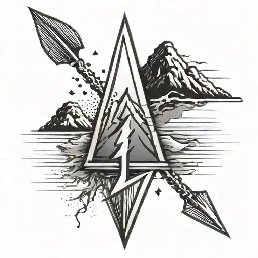 Arrow With Mountain And Lightning Bolt