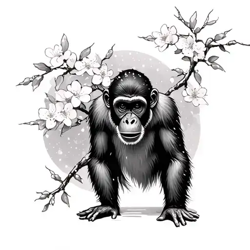 Snow Monkey Hot Springs Cherry Blossom