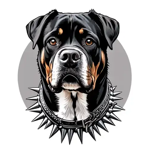 Rottweiler With Spiked Collar