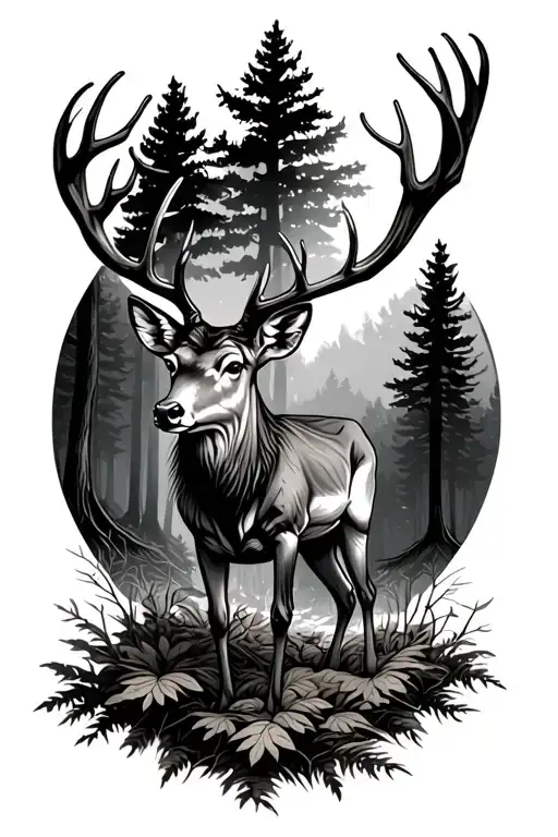 Deer In The Woods With Always Printed