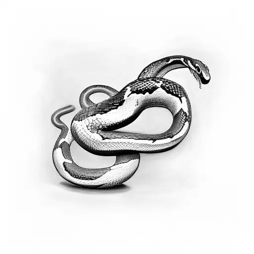 A Snake Intertwined With A Chessboard