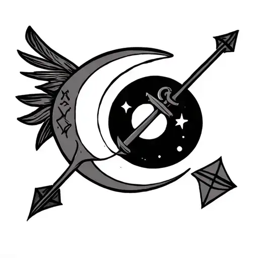 Arrow With Anchor Sub And Moon