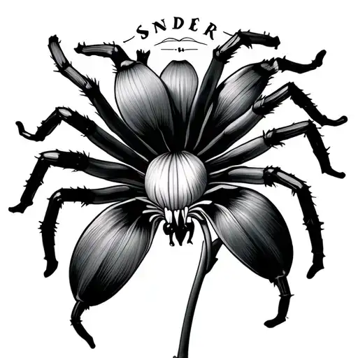 A Simple Small Spider Lilly And The Stem As The Words Sonder In Cursive