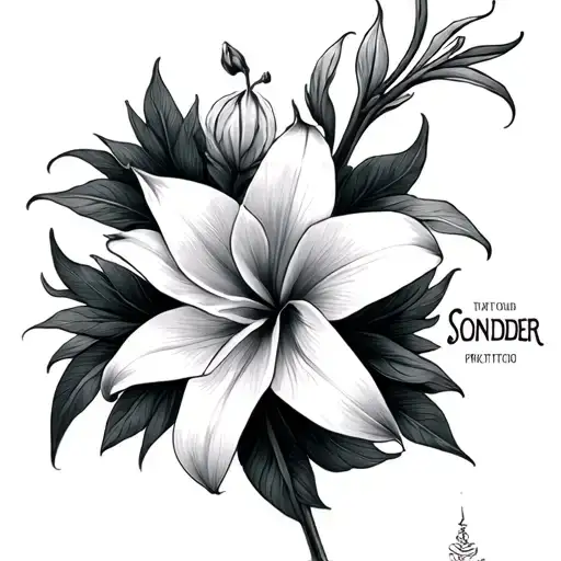 A Simple Small Spider Lilly And The Stem As The Words Sonder In Cursive