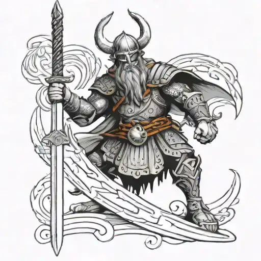 Viking Warrior Wielding A Sword