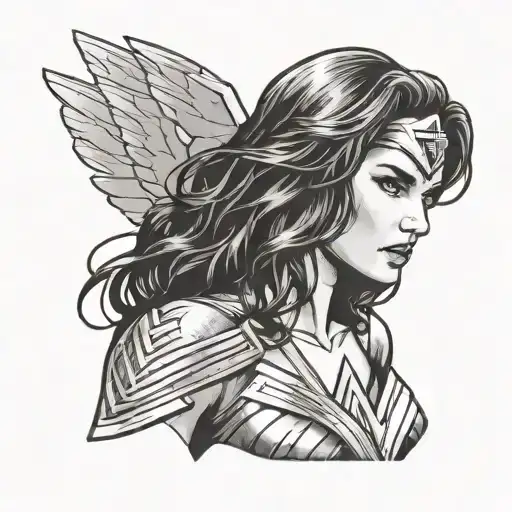 Wonder Woman Small Fine Line Black Minimal