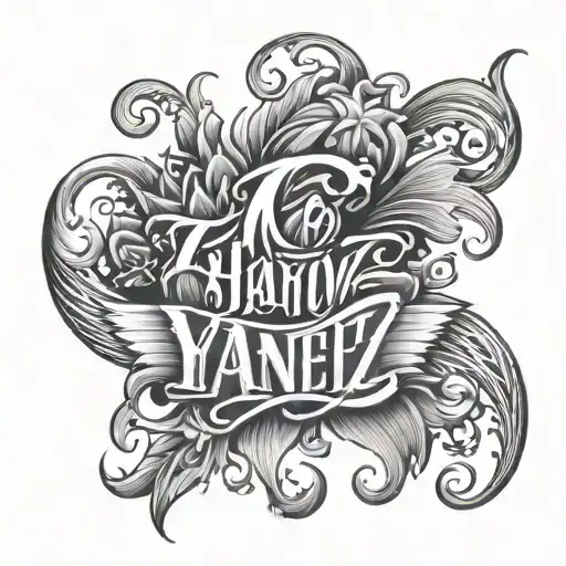 Hand Tattoo Lettering Saying Yanez