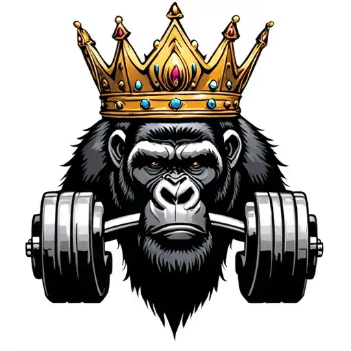 King Crown On A Gorilla Lifting Weights