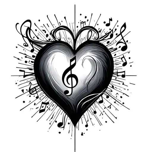 Heart With Music Note Intertwined
