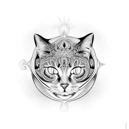 An Intricate Mandala Featuring A Playful Cat At The Center