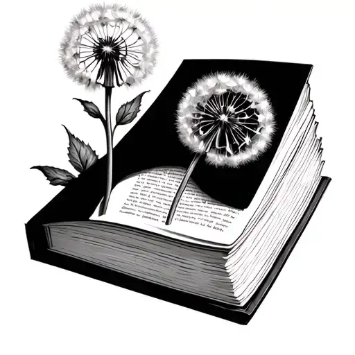 Open Book And Dandelion Flower