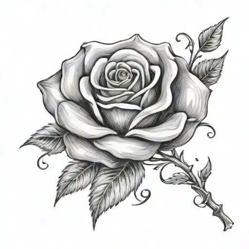 Rose With Stem Curving Around Spelling