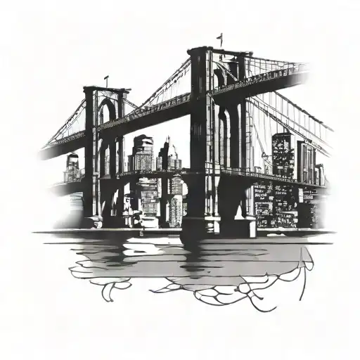 Brooklyn Bridge Silhouette Minimal Tattoo Line Art