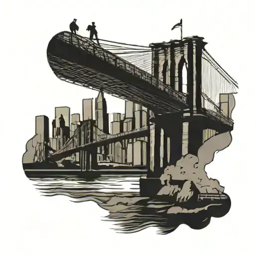 Brooklyn Bridge Minimal Silhouette Line Work