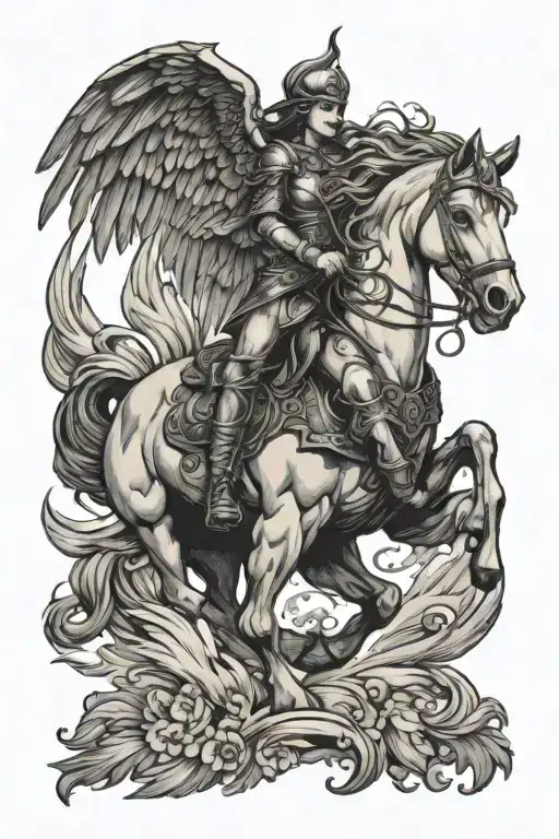Valkyrie Riding Pegasus