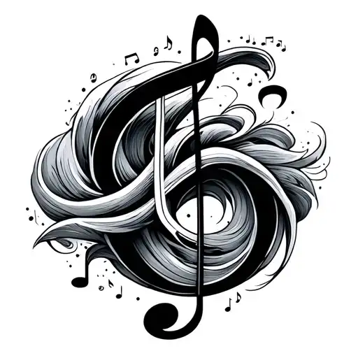 Ocean Wave And Music Note Intertwined